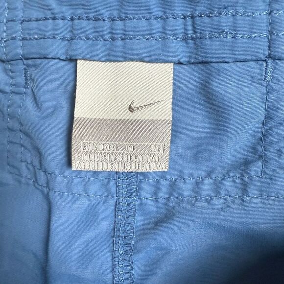 Nike Swim Trunk Shorts Men's Medium Blue White Drawstring Waist Slash Pockets - Picture 3 of 6